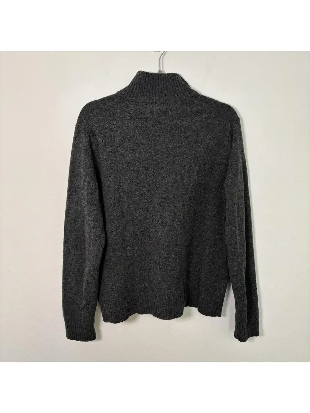 J. Crew 100% Lambs Wool Quarter Zip Dark grey Mens L Preppy Old Money Finance